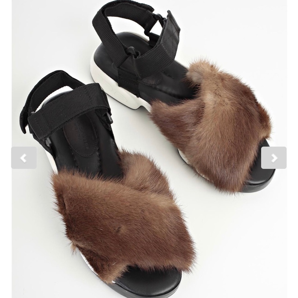 Erika Cavallini real fur trim sandals